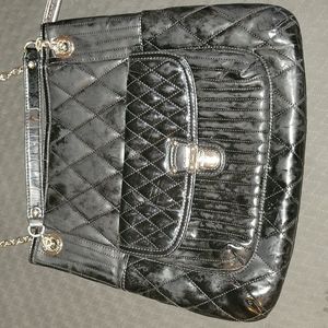 Coach Quilted Patent Leather Tote Bag Black